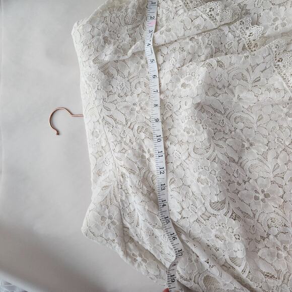 Free People Crochet Lace Chiffon Dress Wedding 4 Ivory Open Back Boho - Picture 9 of 11